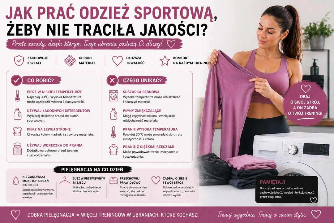Jak prać odzież sportową damską – pielęgnacja legginsów i topów fitness